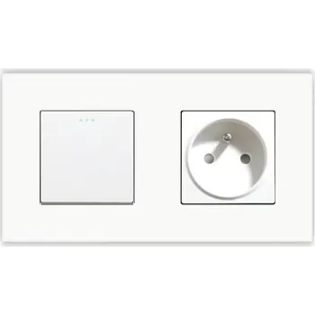 vypínač JEDNOPÓLOVÝ SPÍNAČ SVĚTLA 1K S JEDNÍM TLAČÍTKEM + ELEKTRICKÁ ZÁSUVKA