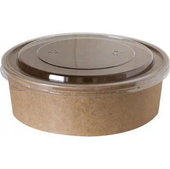 Jednorázové nádobí Papírová nádoba s víkem FS Opakowania BIO hnědá 1300 ml 50 ks