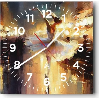 Hodiny Nástěnné hodiny do obýváku 40x40 Baletka Tiché Skleněné hodiny Bez hlučnosti