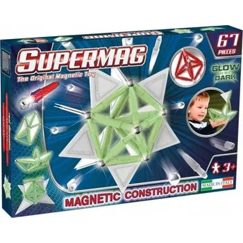 ostatní stavebnice MAGNETICKÉ STAVEBNICE SUPERMAG TAGS GLOW 67 dílků 0159