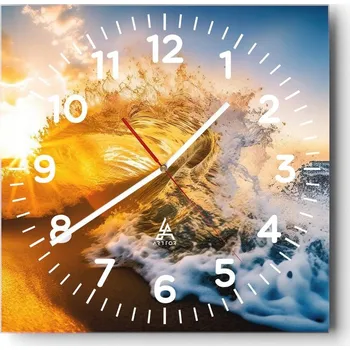 Hodiny Nástěnné hodiny do obýváku 40x40 Vlna Tiché hodiny na skle Stylové