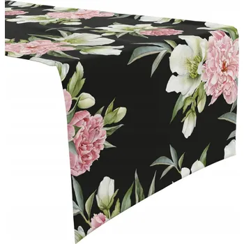 Prostěradlo Běžec na stůl černý, odstíny růžové, odstíny zelené 120 x 60 cm