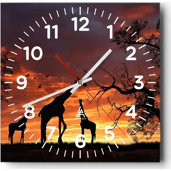 Hodiny Nástěnné hodiny do obýváku 40x40 Zvířata Bezhluczne Skleněné hodiny Tiché