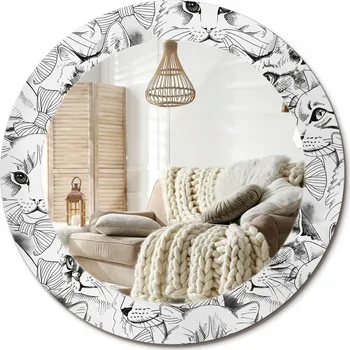 Zrcadlo Moderní dekorativní kulaté nástěnné zrcadlo s potiskem Loft Kočky průměr 60 cm