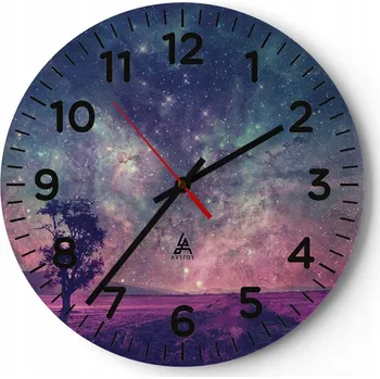 Hodiny Nástěnné hodiny do obýváku 40x40 Krajina Kulatý Skleněné hodiny Loft Tiché