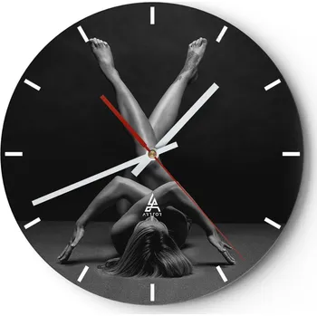 Hodiny Velké nástěnné hodiny na zeď 40x40 Žena Skleněné hodiny Kulatý Tiché