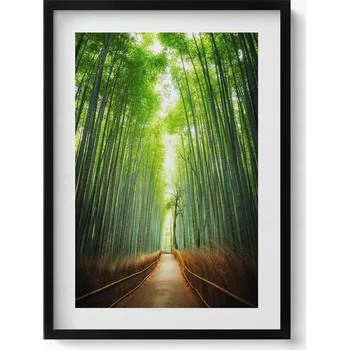 Obraz Nástěnný obraz černý rám Bambusový les Arašijama Kjóto Japonsko 50x70 cm