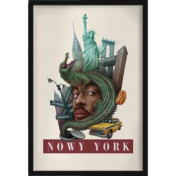 Obraz Dekorativní obraz v rámu do obýváku Vintage retro styl New York 40x60 cm