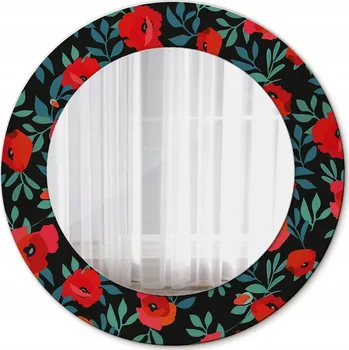 Zrcadlo Zrcadlo závěsné se skleněným rámem Červený mák 50 cm