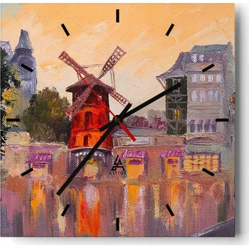 Hodiny Velké nástěnné hodiny 40x40 Paříž Skleněné hodiny Čtvercové Tiché