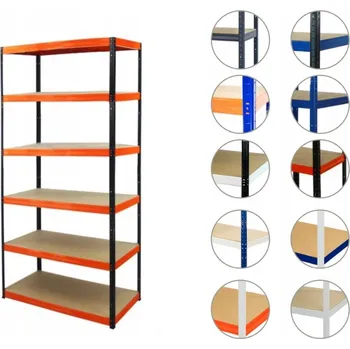 Dílenský regál Kovový regál 213x75x40 cm, 6 polic, černo-oranžový