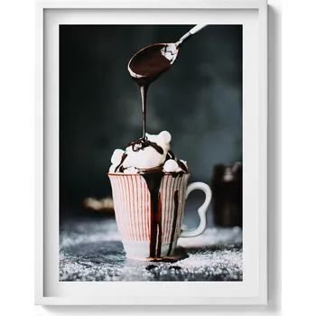 Obraz Obraz v bílém rámu na zeď Horká čokoláda – motiv do kuchyně 60x80 cm