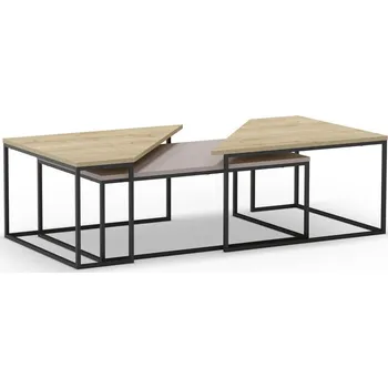 Konferenční stolek Konferenční stolky s deskou v dubovém dekoru v sadě 3 ks 70x110 cm Titan – Marckeric ID_1597886