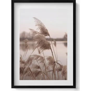 Obraz Nástěnný obraz v rámu Romantická krajina trav a jezera v boho stylu 50x70 cm