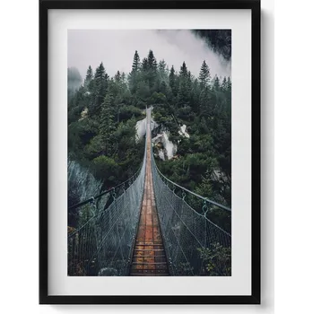 Obraz Dekorativní obraz v rámu na zeď do obýváku Visutý most nad lesem 50x70 cm