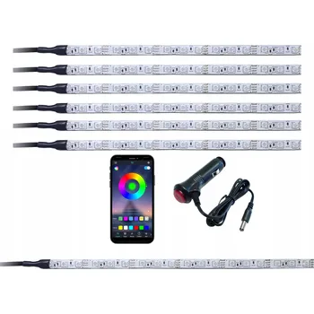 Osvětlení interiéru vozidel RGB LED osvětlení do auta 6x30cm + osvětlení kufru s BLUETOOTH