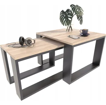 Konferenční stolek Konferenční stolek Matkam čtvercový 60 x 60 x 43,3 cm černý, dub sonoma