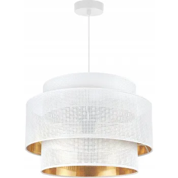 ZÁVĚSNÁ LAMPA STROPNÍ BÍLÝ LUSTR S VELKÝM KULATÝM STÍNIDLEM DO LOŽNICE