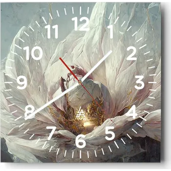 Hodiny Velké nástěnné hodiny na zeď 40x40 Květinové skleněné hodiny Čtvercové Tiché