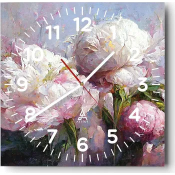 Hodiny Kuchyňské nástěnné hodiny 30x30 Květiny Skleněné hodiny do obýváku Moderní Tiché