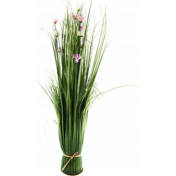 umělá květina UMĚLÁ TRÁVA FEJKA S KVĚTINAMI DEKORACE 60CM