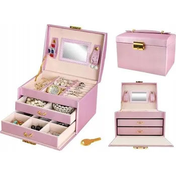 Šperkovnice Šperkovnice - kufřík na bižuterii, šperky a hodinky - růžový