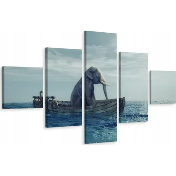 Obraz Vícedílný obraz Zvíře SLON Loďka Moře 3D 250x150