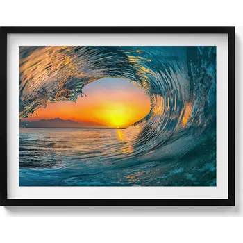 Obraz Dekorativní obraz v rámu do obýváku Vlnění vody při západu slunce 80x60 cm