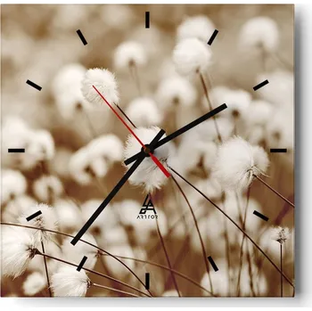 Hodiny Velké nástěnné hodiny 40x40 Květina Příroda Skleněné tiché hodiny