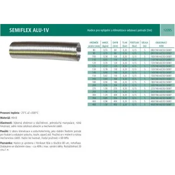 Ventilační potrubí HADICE METAFLEX ALU-1V HLINÍKOVÁ - flexibilní potrubí, průměr 130 mm, délka 5 m, -25°C až +300°C
