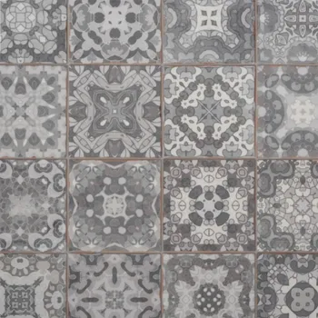 PVC Podlahová Krytina Gumolit šířka 4m Silná Moderní Vzor Dlaždice Šedá