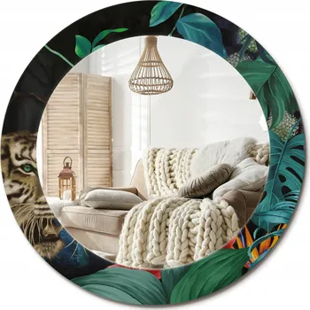 Zrcadlo Prémiové Zrcadlo s dekorativním skleněným rámem s potiskem , průměr 60 cm