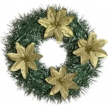 Vánoční dekorace VĚNEC NA DVEŘE STŮL hotový dekorace hvězda zlatá vánoční bílo zelený