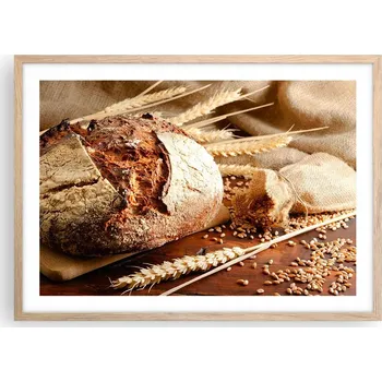 Obraz Plakát v rámu světlý dub do obýváku ložnice 70x50 chléb moderní obraz