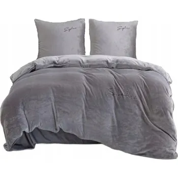 Povlečení Povlečení z hrubého velurového mikrovlákna s výšivkou 220x200cm světle šedé