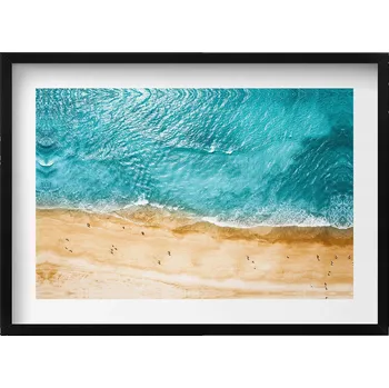 Obraz Ozdobný nástěnný obraz v rámu s grafikou loft Pláž a moře 70x50 cm