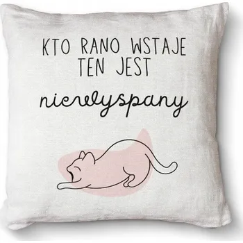 Obraz Polštář jako dárek Premium 40x40 - Kdo ráno vstává, ten je nevyspalý kocour