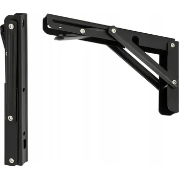 Věšák 2x SKLÁDACÍ DRŽÁK DESKY POLICE STOLU - ODOLNÝ - 200 MM ČERNÝ TMY