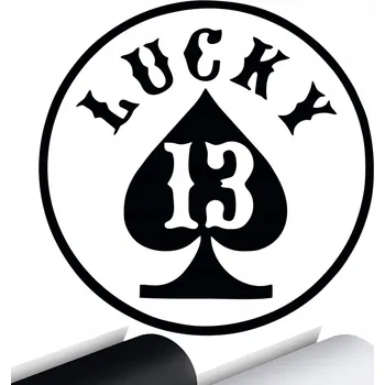 Samolepicí dekorace na vozidlo SAMOLEPKA na auto LUCKY 13 ŠTĚSTÍ ČÍSLO 15x15 cm