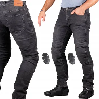 Moto kalhoty Motocyklové džíny HUSAR VEXO šedé + SAS TEC kevlarové chrániče