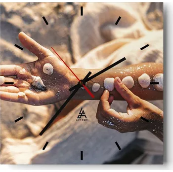 Hodiny Velké nástěnné hodiny 40x40 Mušle Skleněné hodiny Čtvercové Tiché