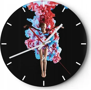 Hodiny Nástěnné hodiny Skleněné hodiny 30x30 cm Abstrakce Žena Baletka Hodiny na zeď ARTTOR Moderní nástěnné hodiny do obýváku Tiché nástěnné hodiny do kuchyně Skleněné nástěnné hodiny bezhlučné Nástěnná dekorace moderní stylové Nástěnné hodiny do kuchyně kulatý