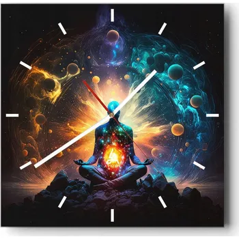 Hodiny Velké nástěnné hodiny 40x40 Fantasy Skleněné hodiny Čtvercové Tiché