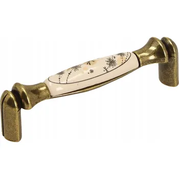 Nábytkové kování Nábytková úchytka UP20, starožitná zlatá + mléčný porcelán MLK-14, 96 mm