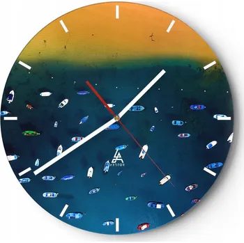 Hodiny Velké nástěnné hodiny na zeď 40x40 Lodě Skleněné hodiny Kulatý Tiché