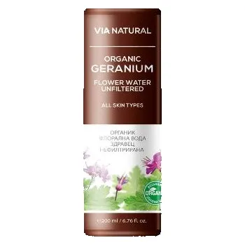 Přípravek na čištění pleti a oči Organická gerániová pleťová voda Via natural 200ml tekutá