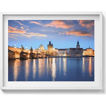 Obraz Dekorace, obraz s grafikou v krásném rámu - Městská krajina večer 80x60 cm