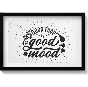 Obraz Elegantní obraz do obýváku Good food is good mood - nápis do kuchyně 60x40 cm