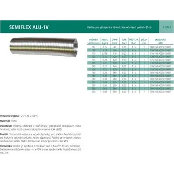 Ventilační potrubí HADICE METAFLEX ALU-1V HLINÍKOVÁ - flexibilní potrubí, průměr 350 mm, délka 1 m, -25°C až +300°C