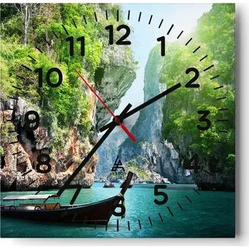 Hodiny Kuchyňské nástěnné hodiny 30x30 Krajina Skleněné hodiny do obýváku Moderní Tiché